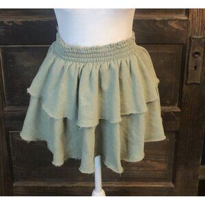 Aerie Mini Skirt Tiered Size M Sweatshirt Material Pull On Green Cotton Soft